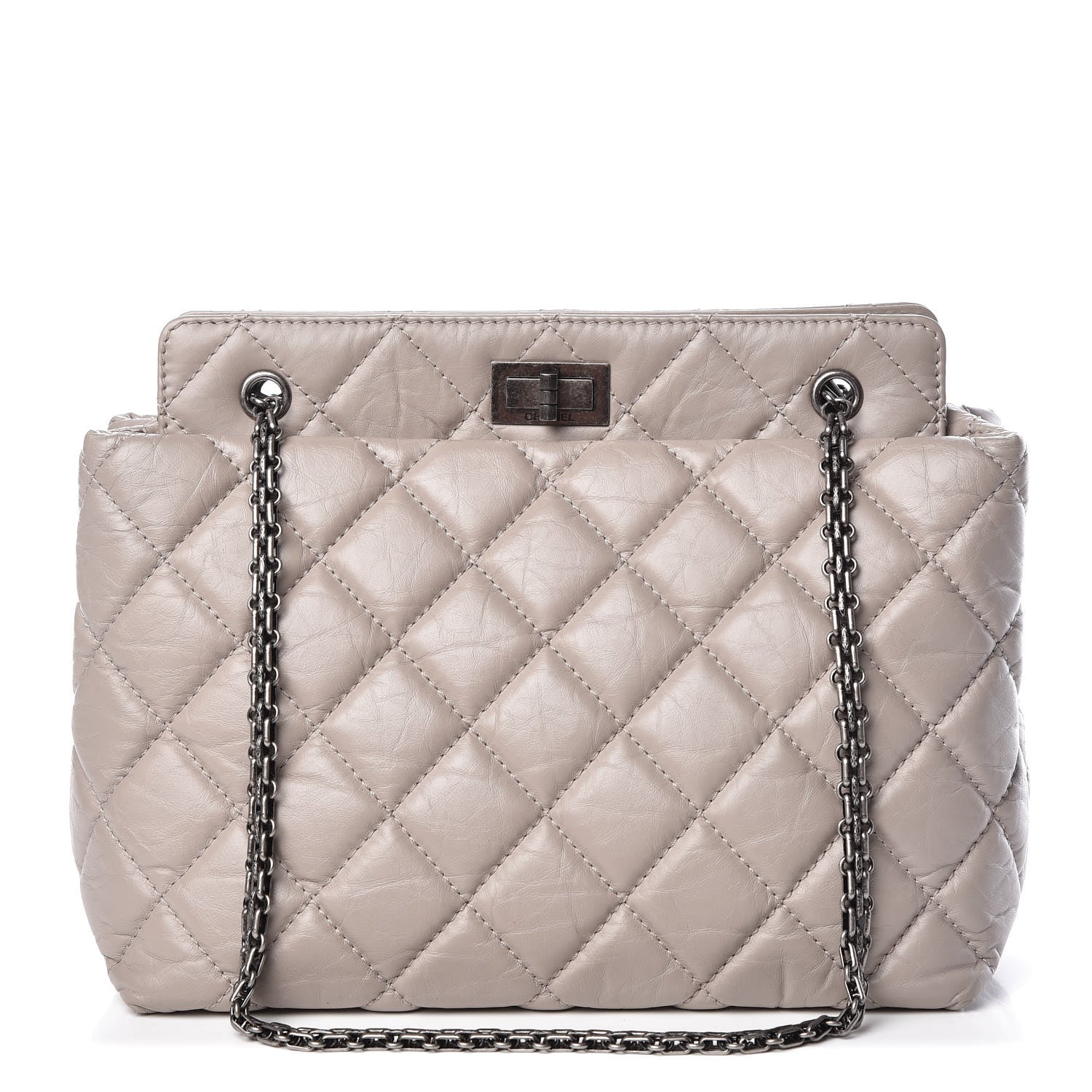 Chanel Aged Calfskin Quilted Reissue 2.55 Tote Light Grey 1 of 16