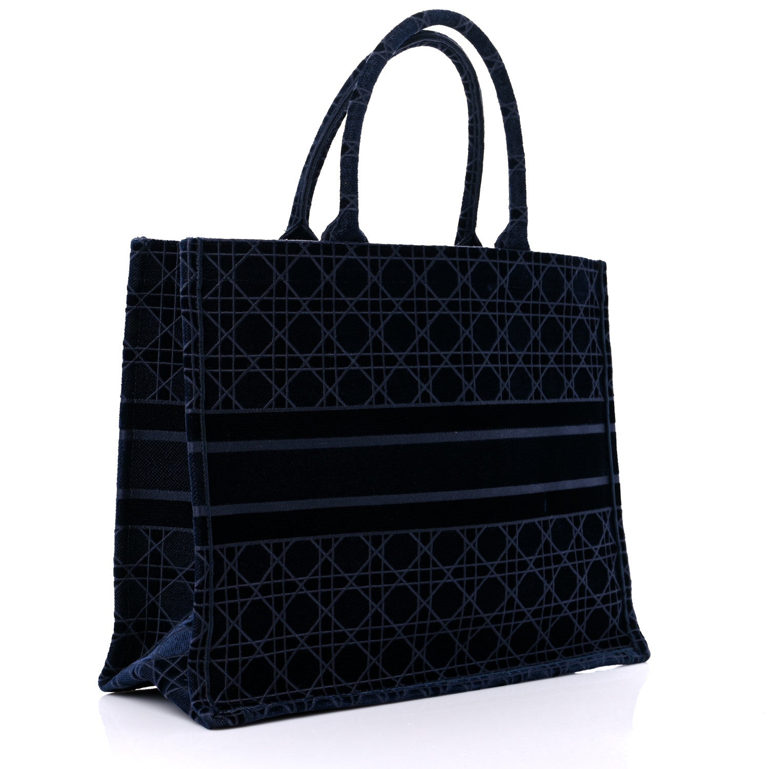 Christian Dior Velvet Cannage Large Book Tote Navy Blue 3 of 17