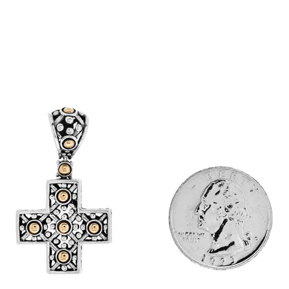 John Hardy Sterling Silver 18K Yellow Gold Dot Cross Pendant Enhancer 2 of 4