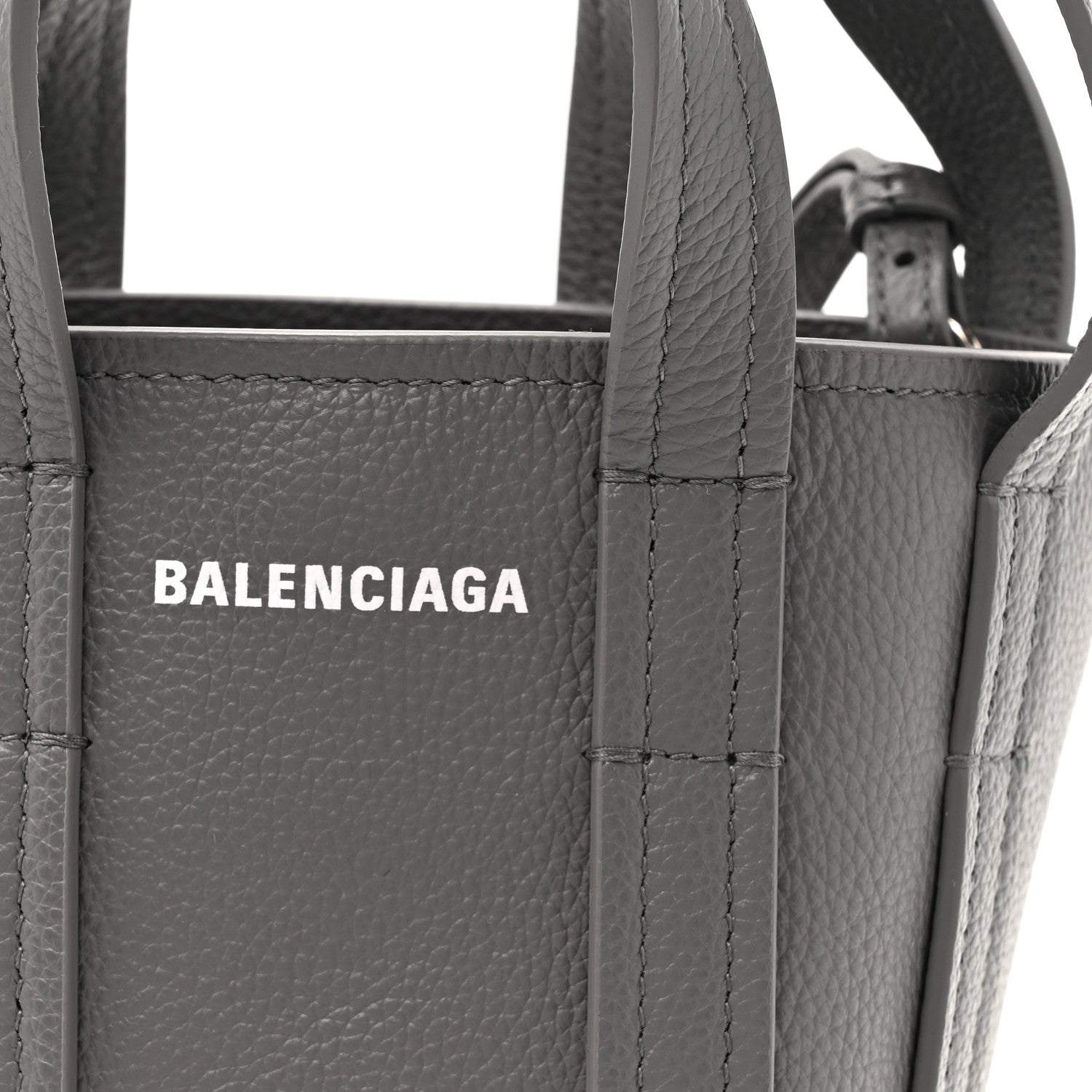 Balenciaga Grained Calfskin Mini 2.0 Everyday North South Shoulder Tote Bag Mink Grey 8 of 10