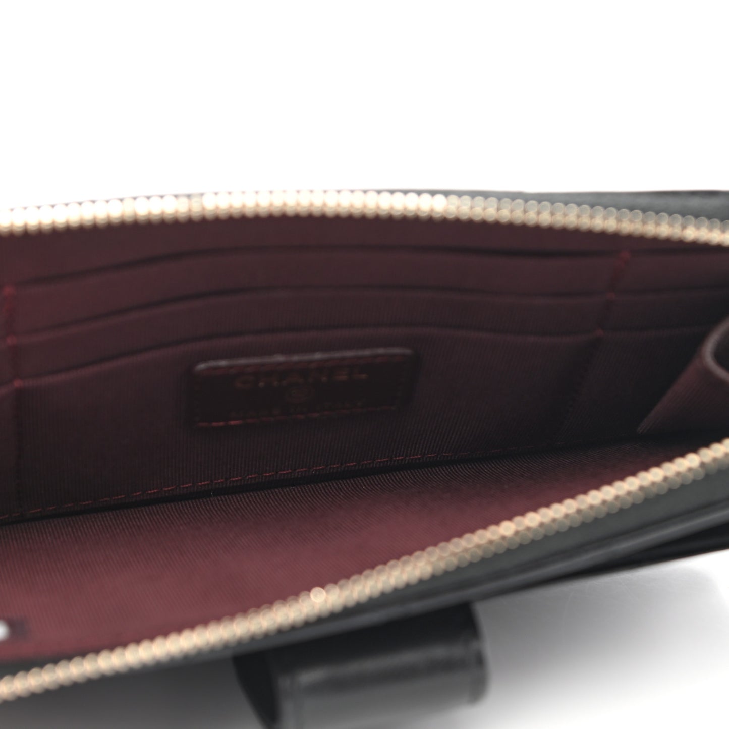 Lambskin Quilted Phone Holder Zip Clutch Black