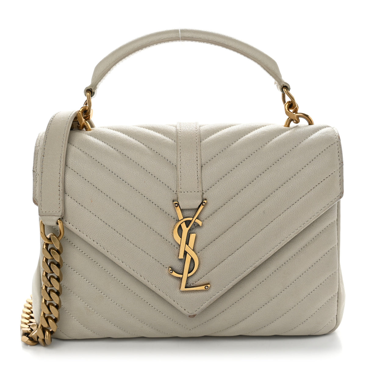 Saint Laurent Sheepskin Matelasse Chevron Monogram Medium College Bag Crema Soft 1 of 15
