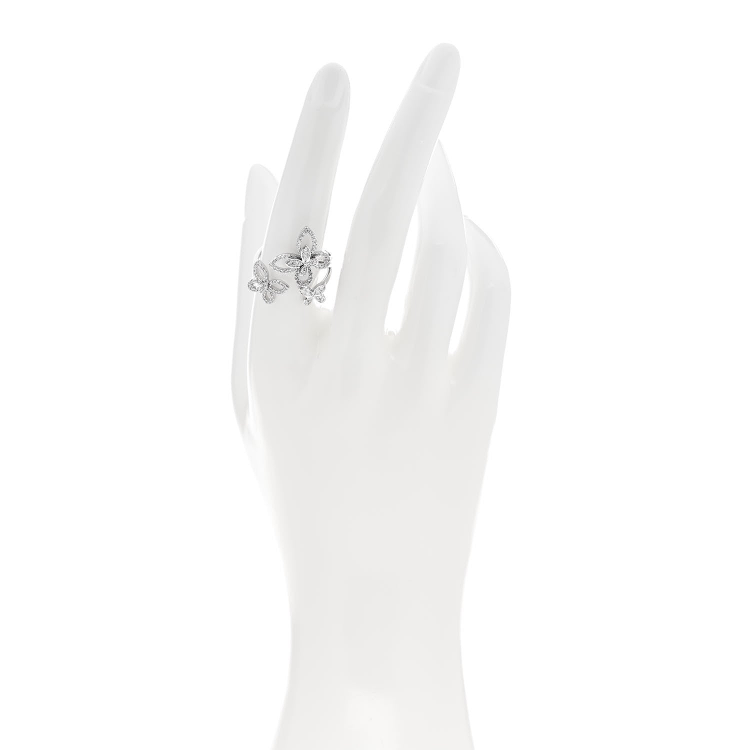 Graff 18K White Gold Diamond Triple Butterfly Silhouette Ring 55 7.25 2 of 5