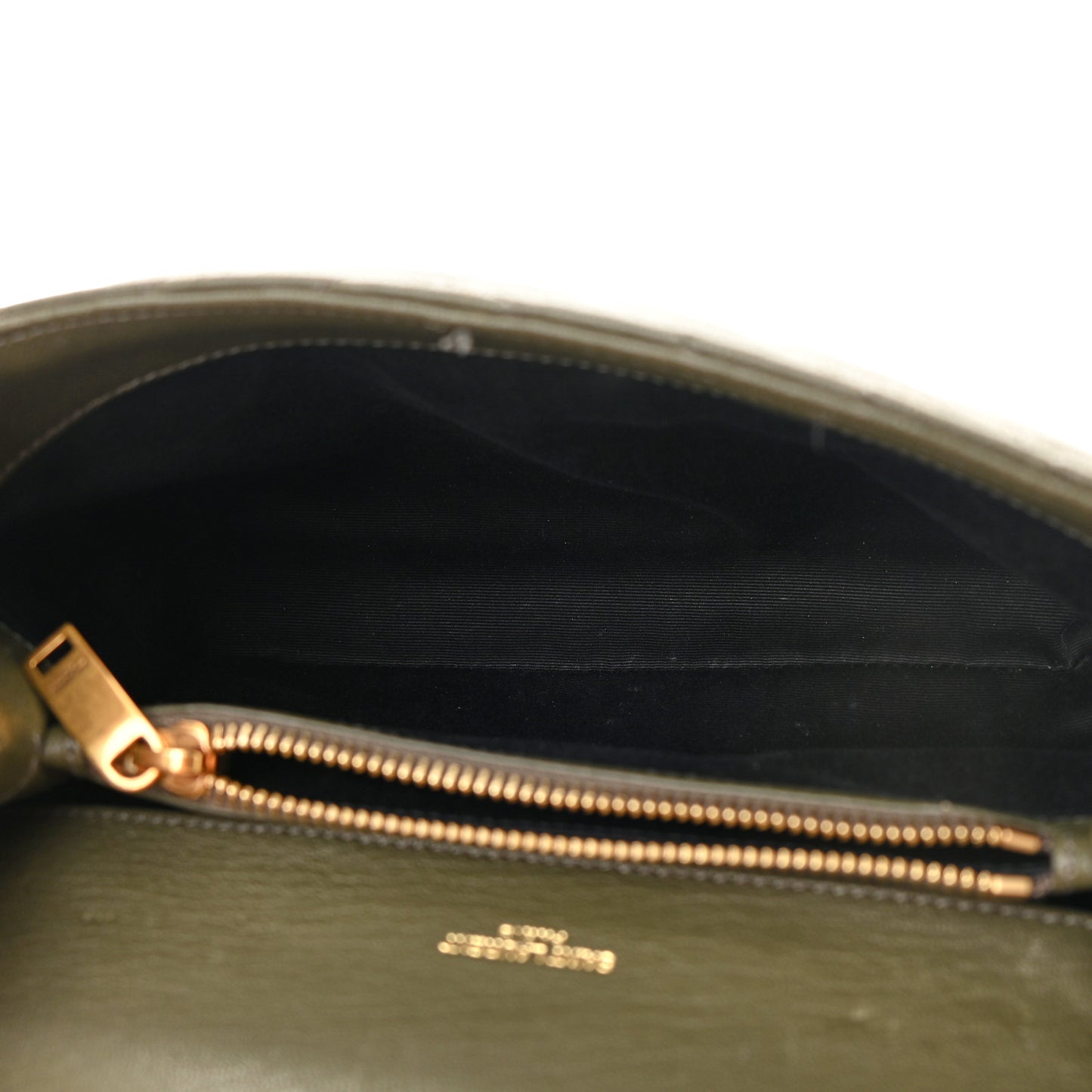 Sheepskin Matelasse Chevron Monogram Medium College Bag Military Olive