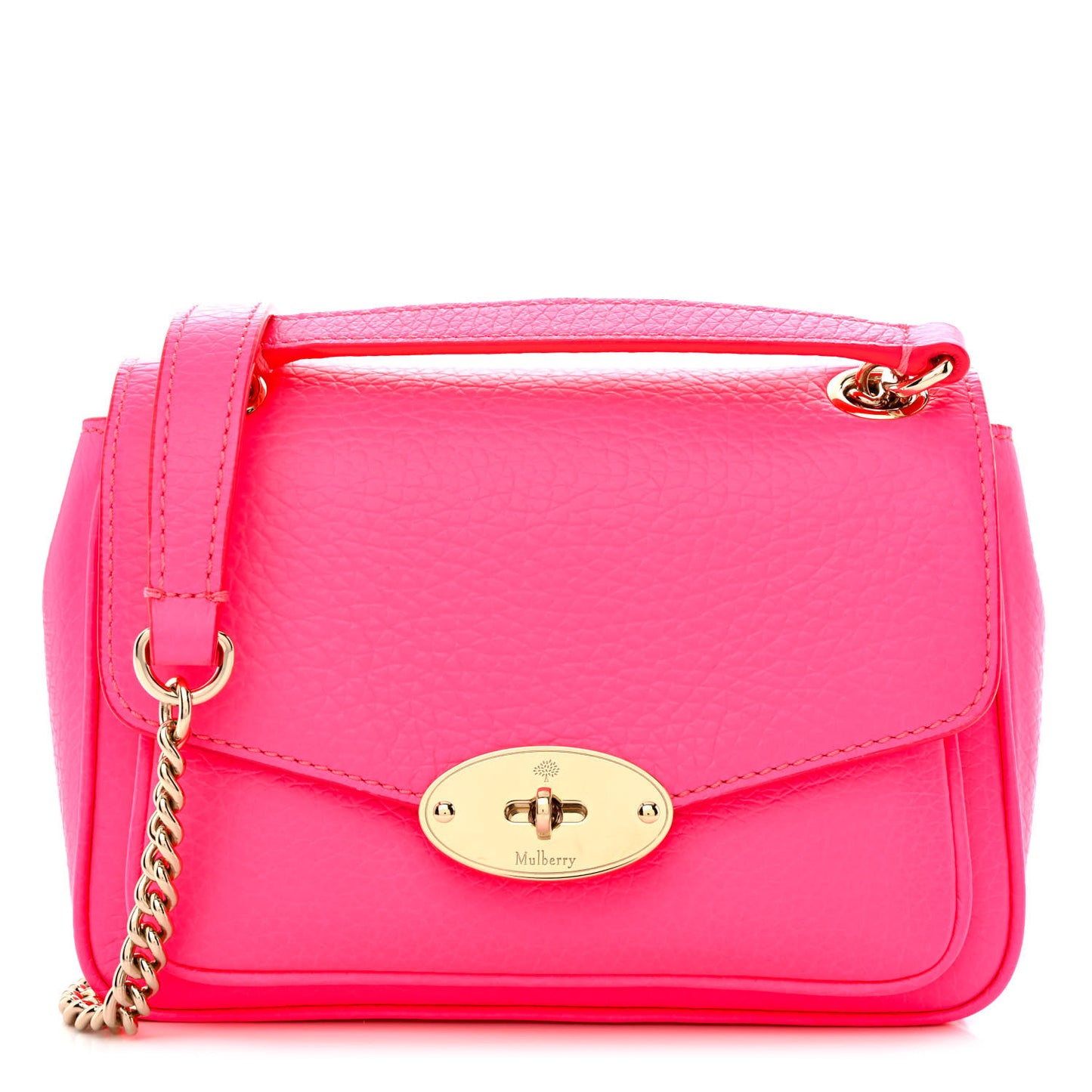 Heavy Grained Calfskin Mini Darley Satchel Neon Pink
