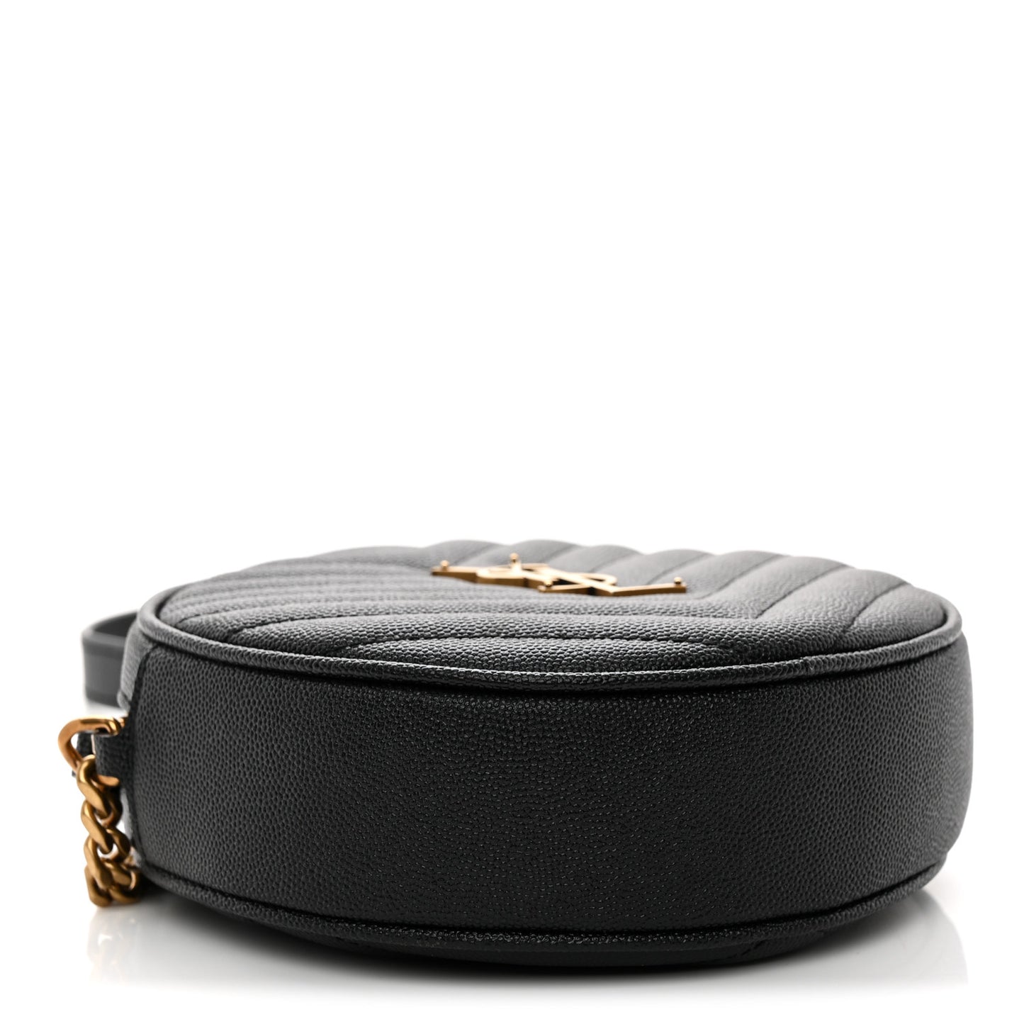 Grain De Poudre Matelasse Chevron Quilted Round Vinyle Camera Bag Black