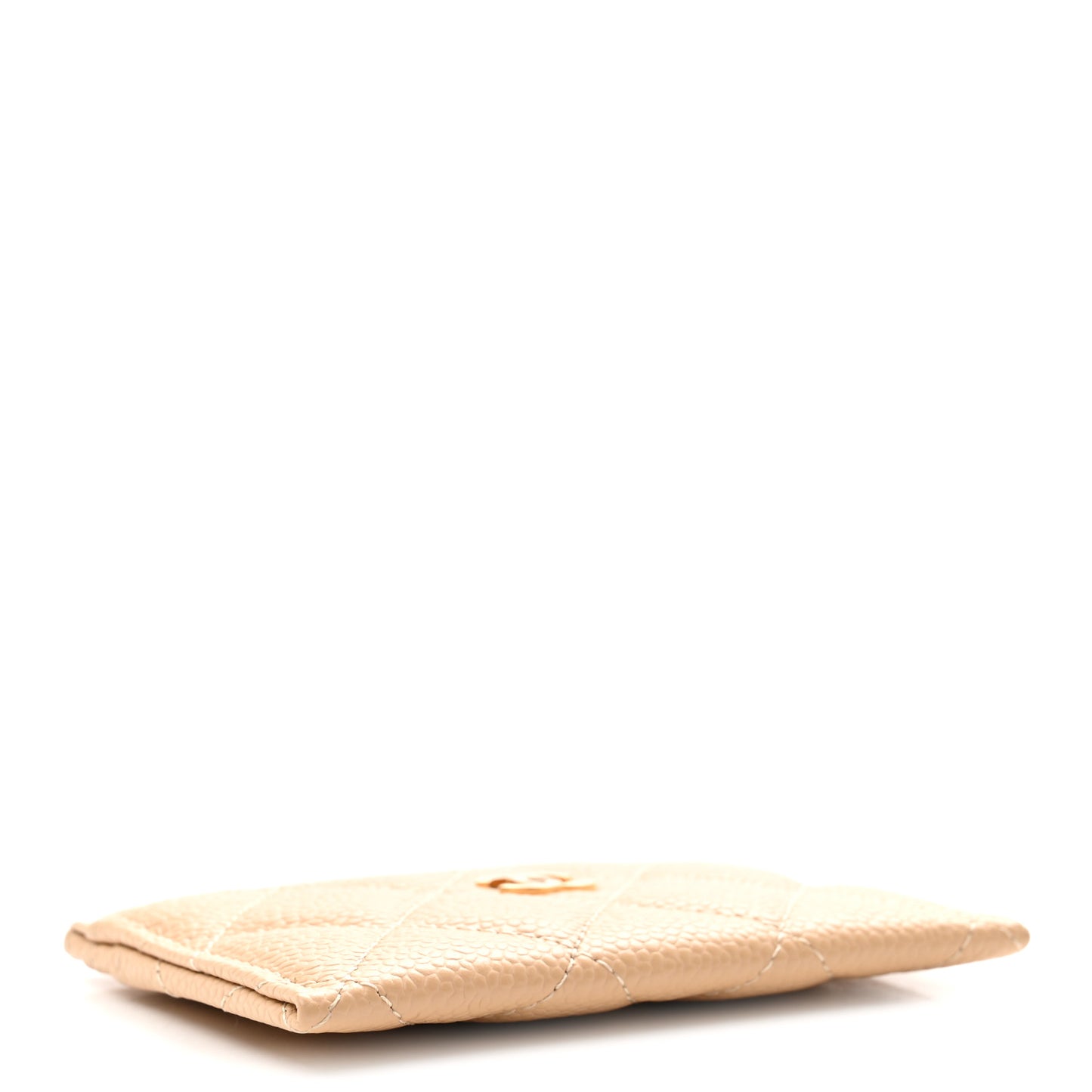 Caviar Quilted Card Holder Beige