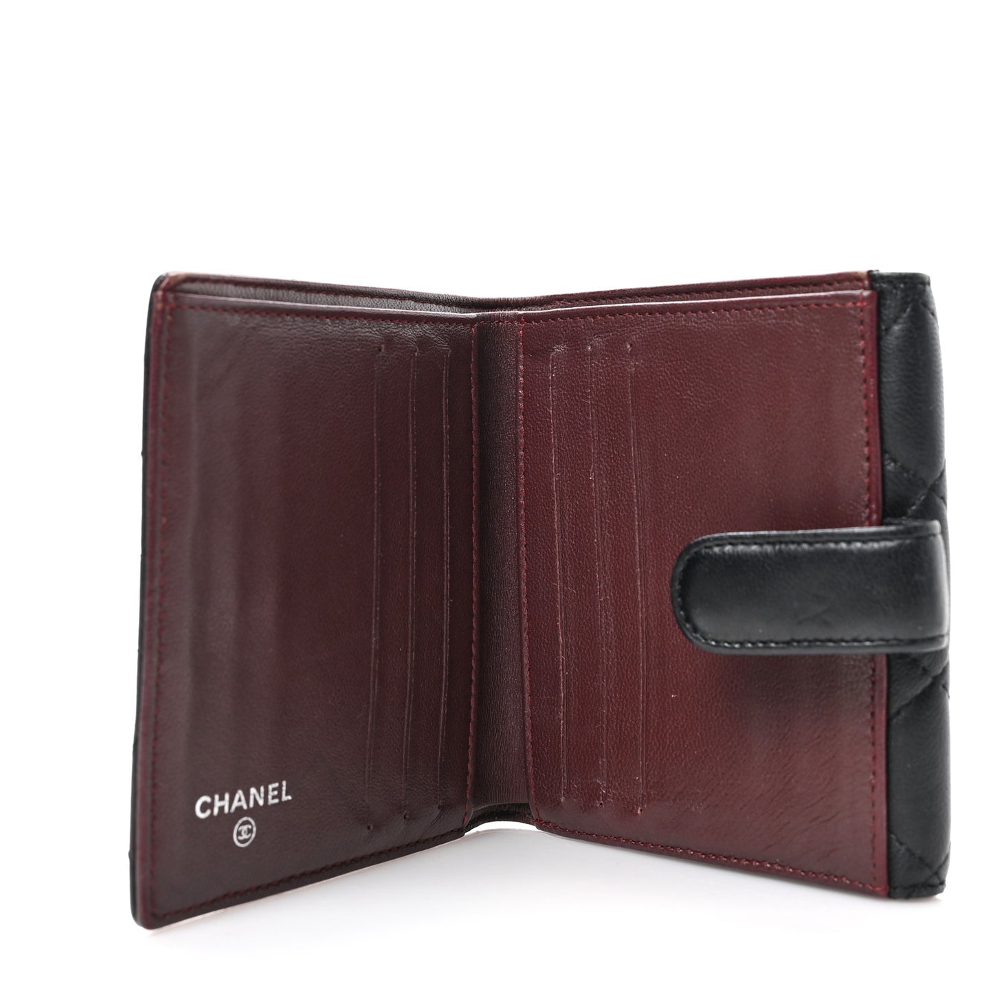 Lambskin Quilted Compact French Flap Wallet Black