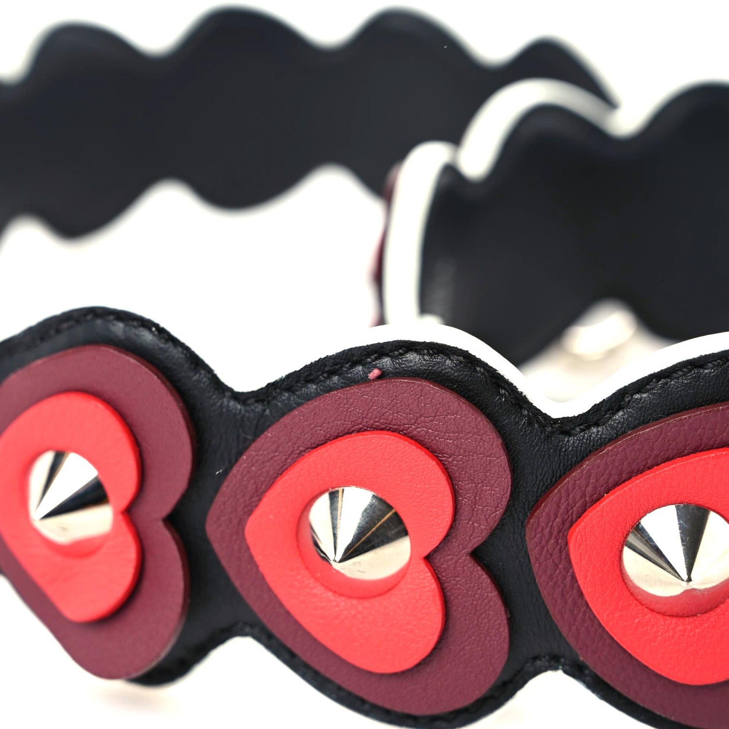 Fendi Vitello Dolce Heart Spike Studded Strap You Black Multicolor 10 of 10