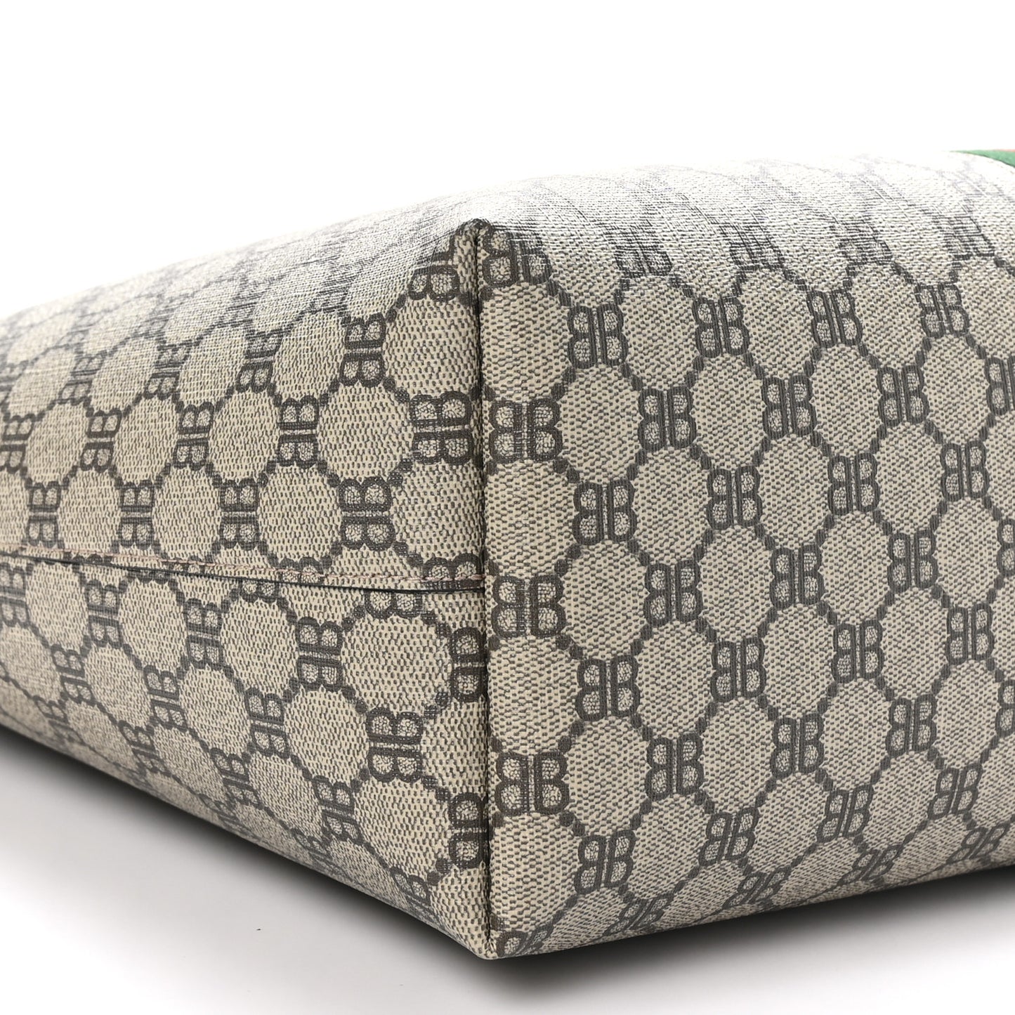 X BALENCIAGA BB Supreme Monogram Web Medium Ophidia Shopping Tote Beige New Acero