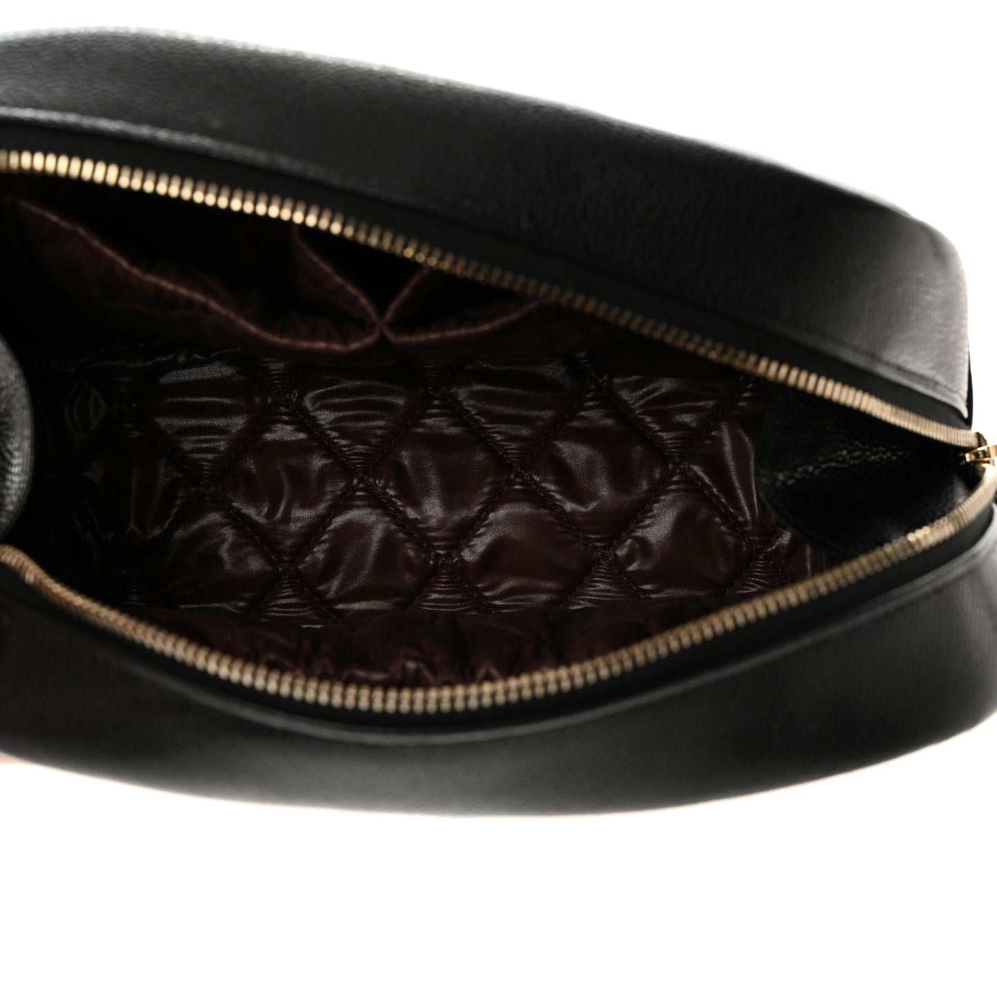 Caviar Quilted Medium Curvy Pouch Cosmetic Case Black