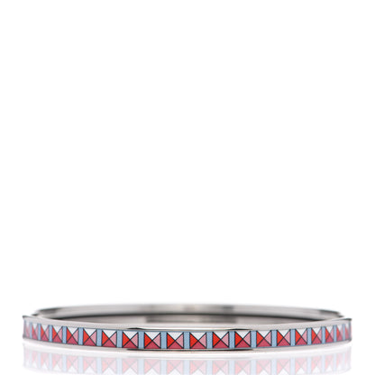 Hermes Enamel Printed Extra Narrow Colliers de Chiens Clous Bracelet 70 Album De Soie 3 of 6