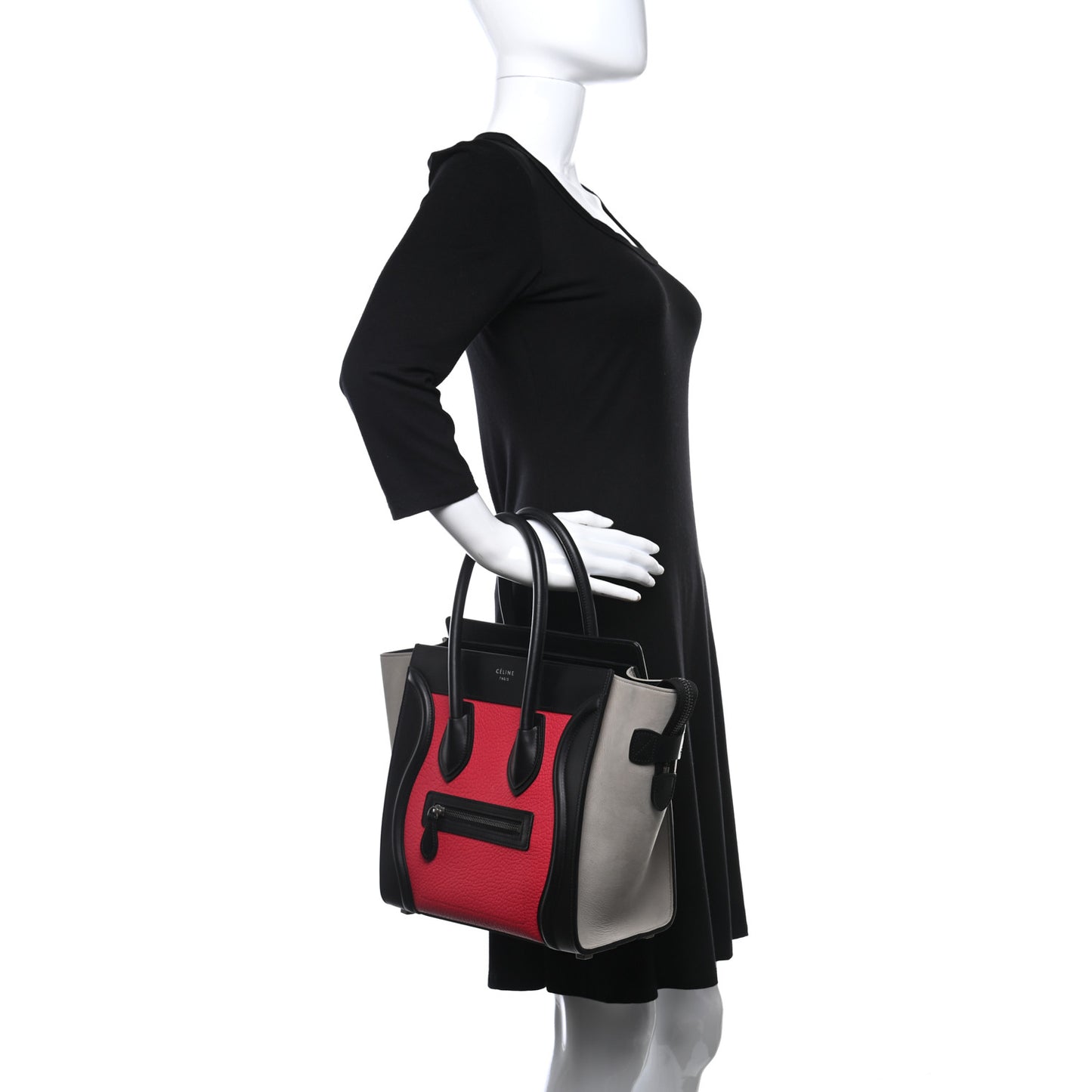 Smooth Drummed Calfskin Micro Tri-Color Luggage Dark Pink