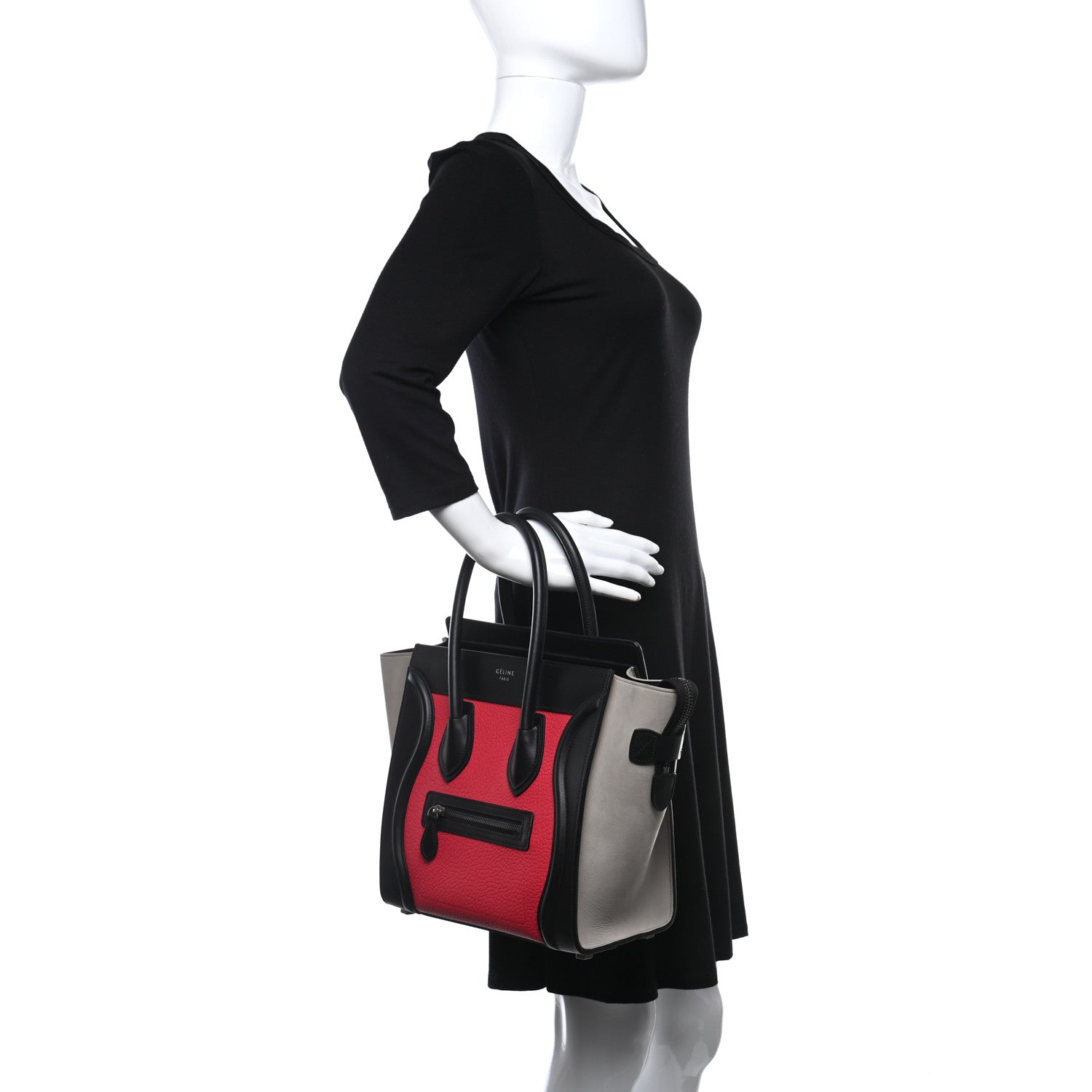 Celine Smooth Drummed Calfskin Micro Tri-Color Luggage Dark Pink 3 of 8