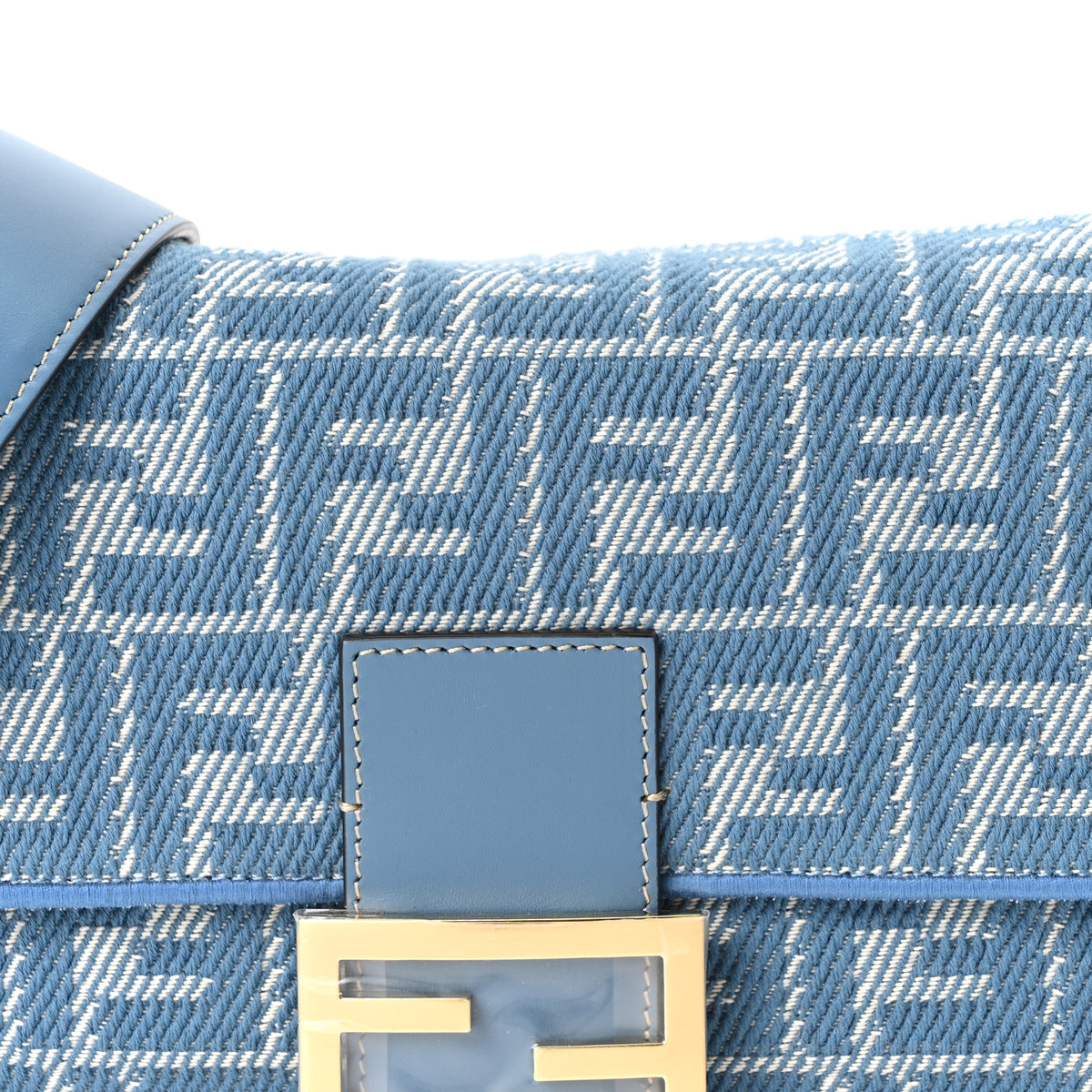 Denim Effect Fabric Jacquard FF Vitello Grace Mamma Baguette Blue