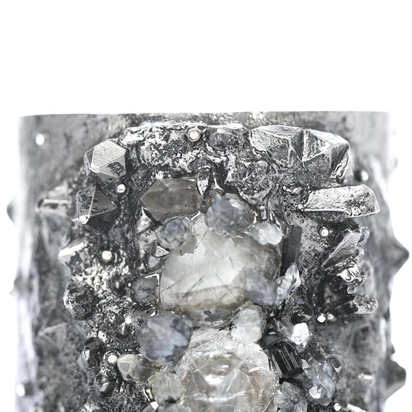Crystal Stone Ruthenium Cuff Dark Grey