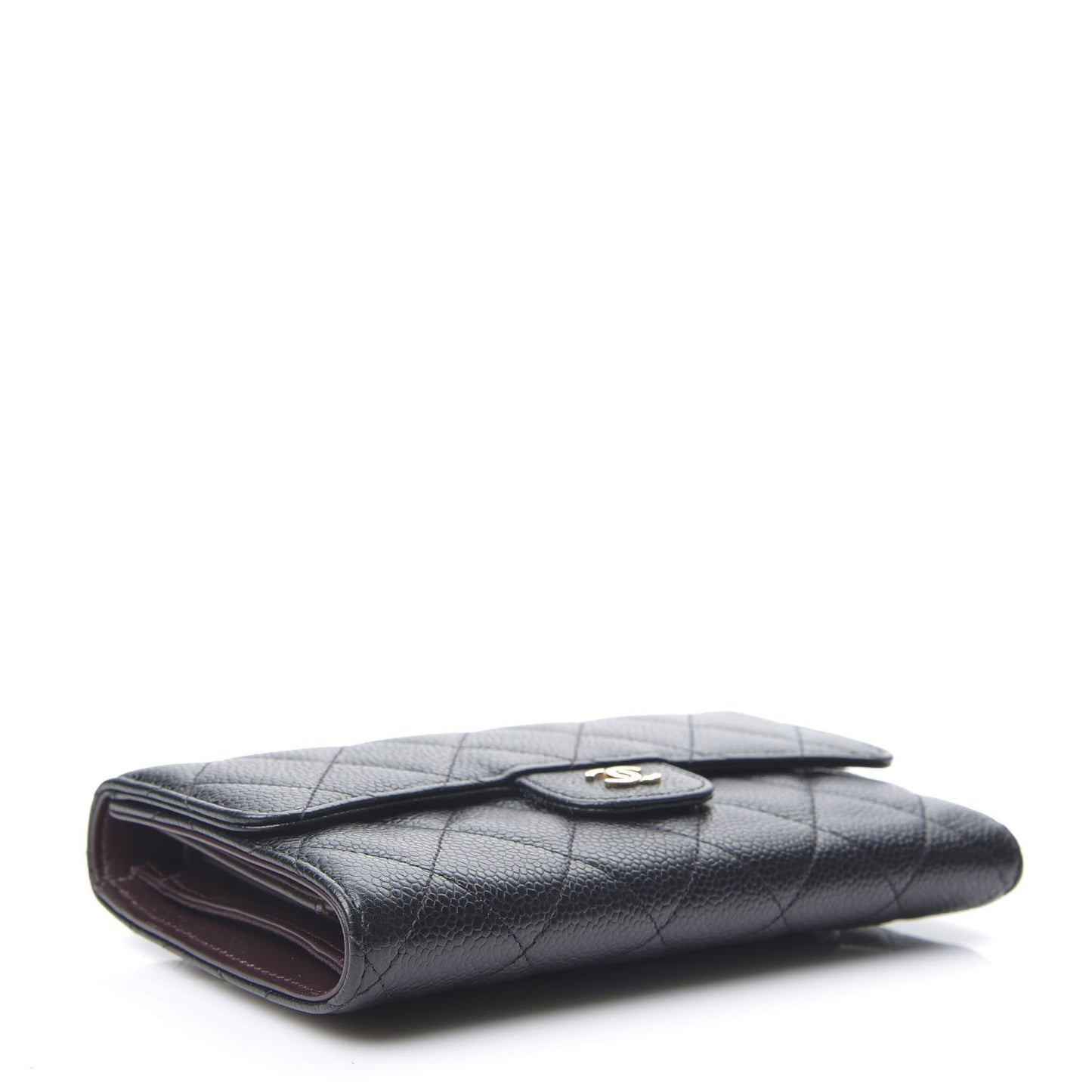Caviar Quilted Long Flap Wallet Black