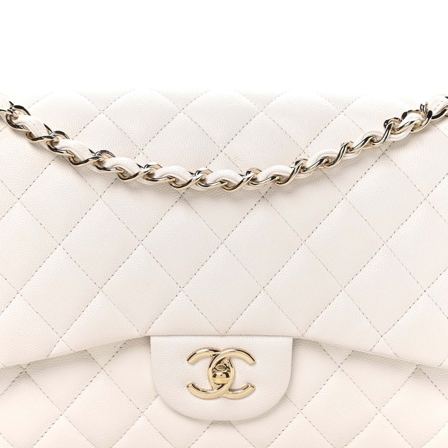 Chanel Caviar Quilted Jumbo Double Flap White 8 of 11