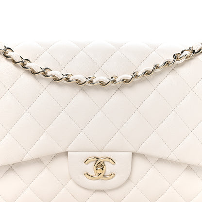 Chanel Caviar Quilted Jumbo Double Flap White 8 of 11