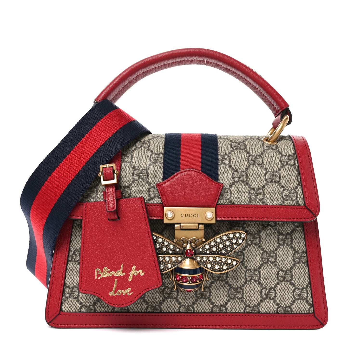 GG Supreme Monogram Small Queen Margaret Top Handle Bag Red