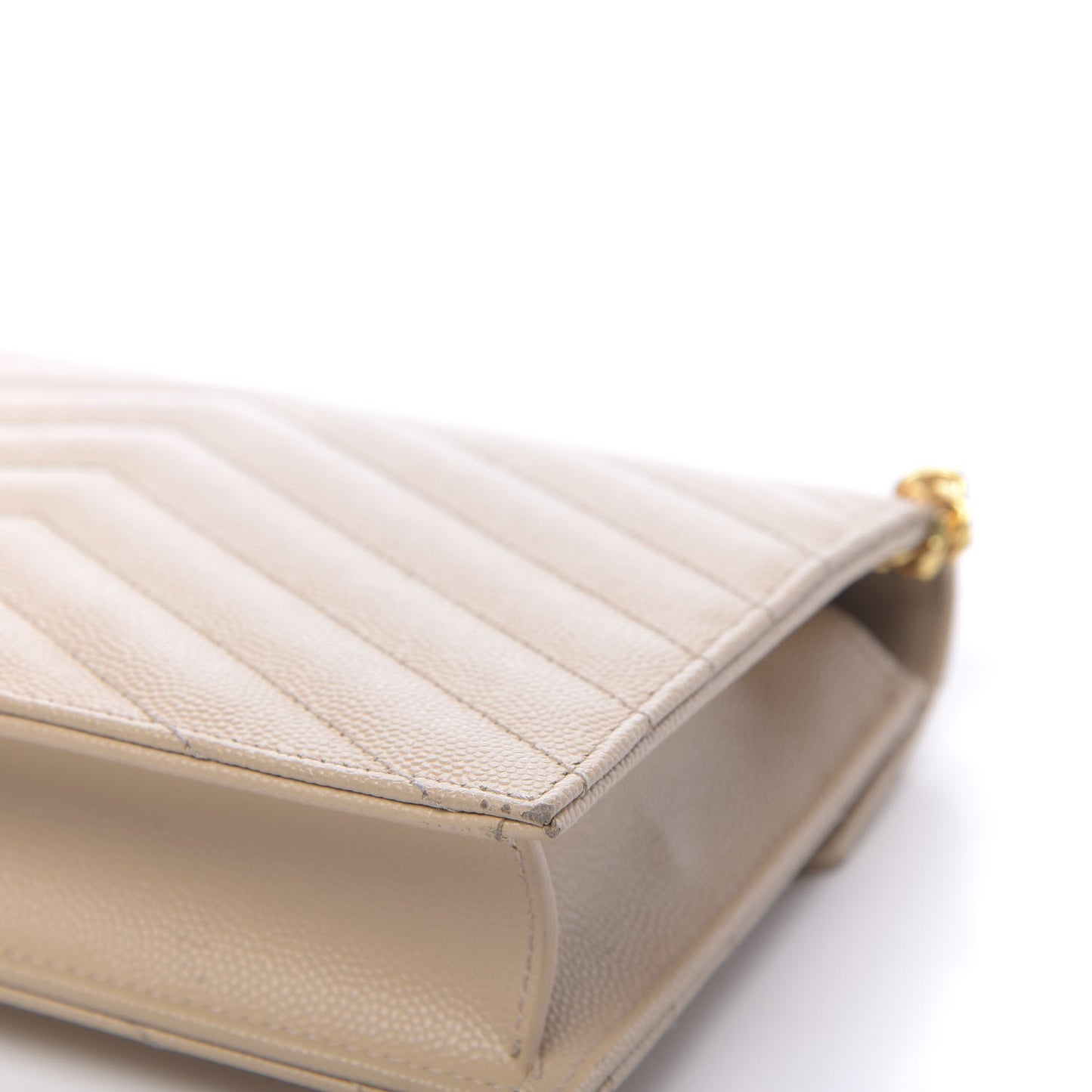Grain De Poudre Matelasse Chevron Monogram Envelope Chain Wallet Nude Powder