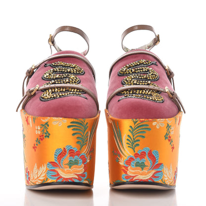 Gucci Velvet Silk Embellished Platform Detachable Slide 37 Tibet Red 5 of 16