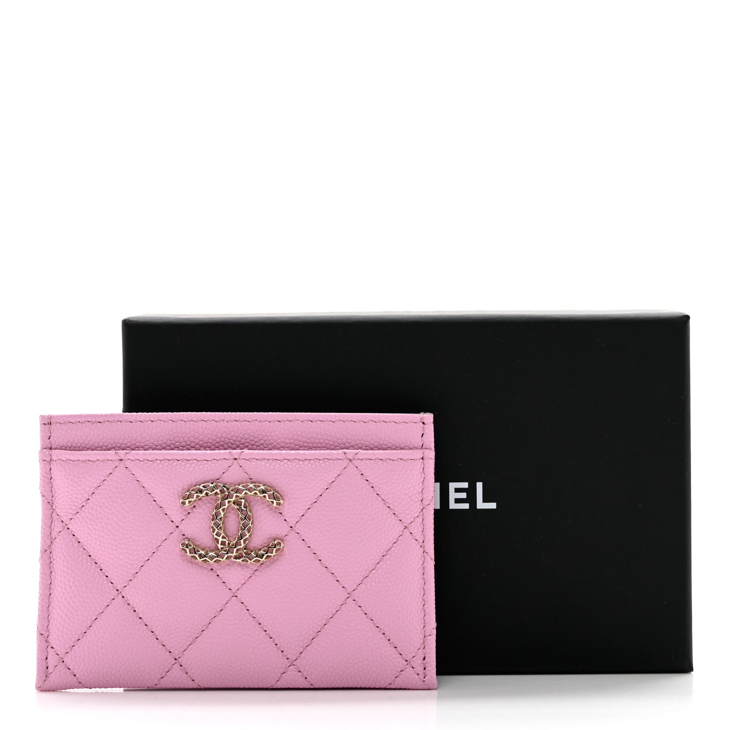 Caviar Metal Perforated Quilted Card Holder Lilas