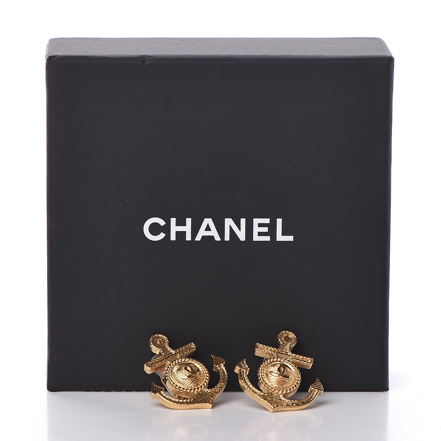 Chanel Metal Anchor CC Clip On Earrings Gold 5 of 5