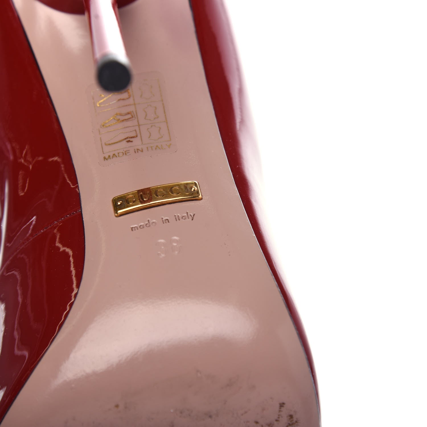 Gucci Patent Beverly T-Strap High Heel Pumps 38 Red 9 of 10