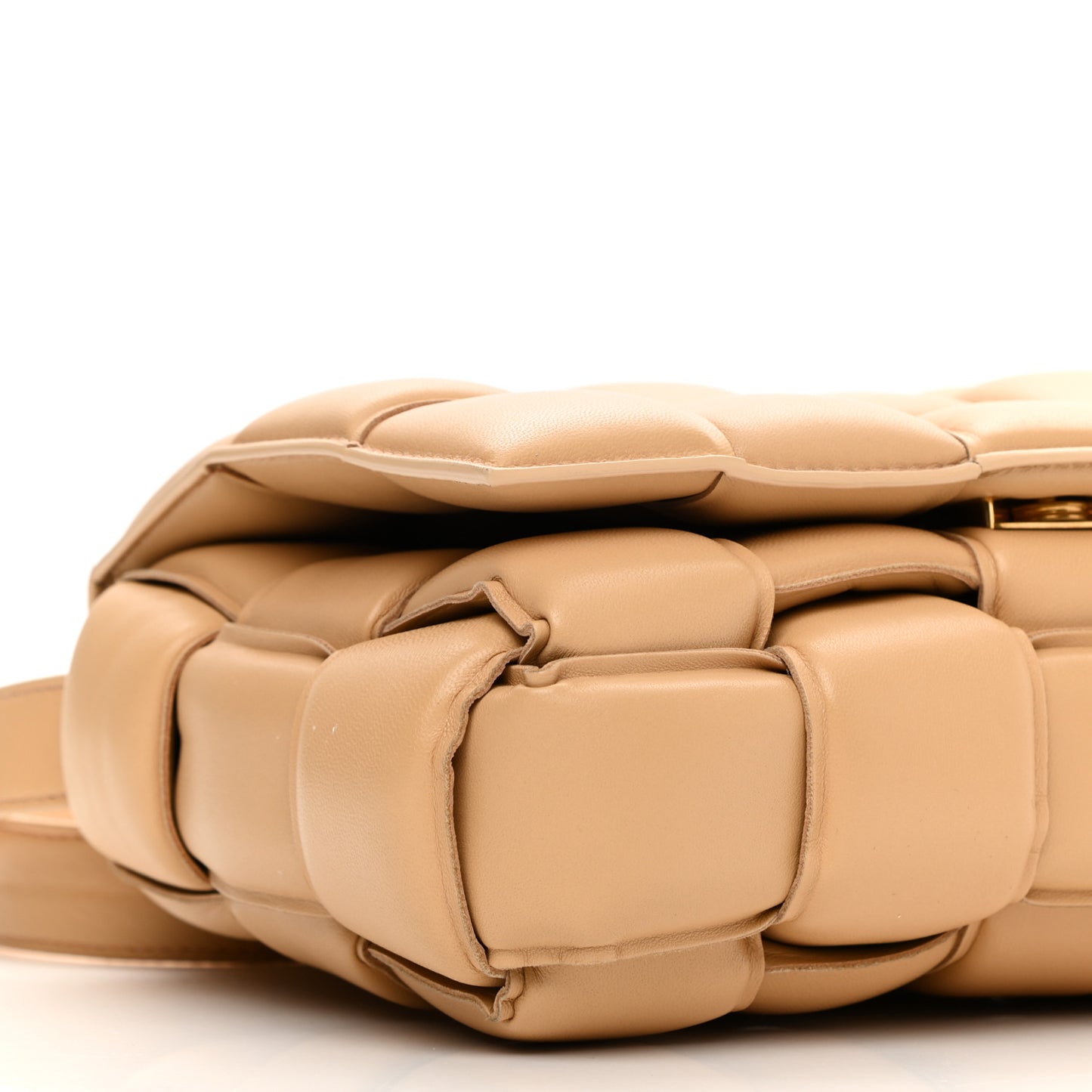 Nappa Maxi Intreccio Padded Cassette Crossbody Bag Almond
