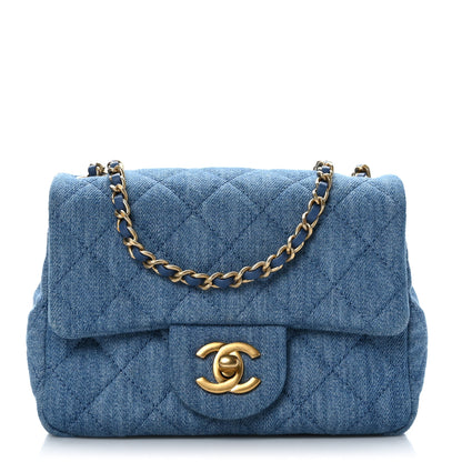 Chanel Denim Quilted Mini Pearl Crush Flap Blue 1 of 9