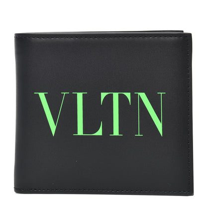 Valentino Garavani Vitello Mens VLTN Bi-Fold Wallet Black Green 1 of 6