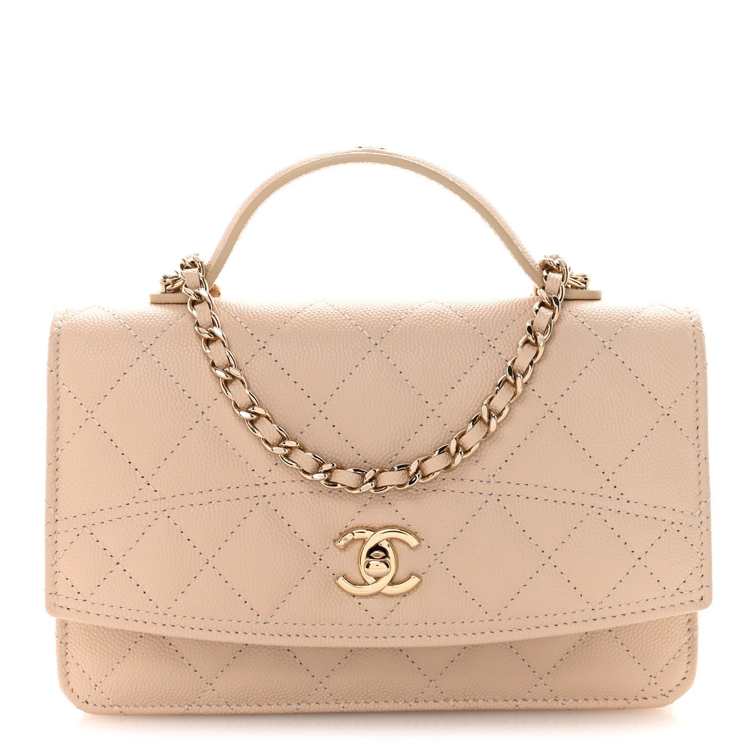 Chanel Caviar Quilted Trendy Handle Clutch With Chain Ecru 1 of 10