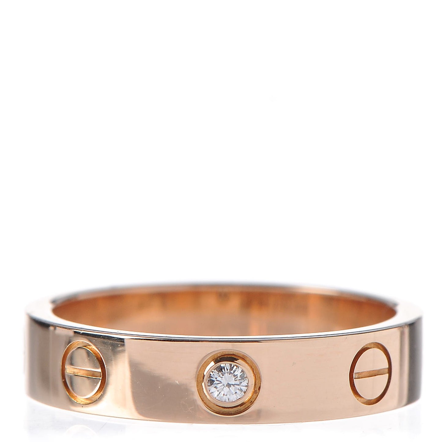 18K Pink Gold Diamond 4mm LOVE Ring 50 5.25