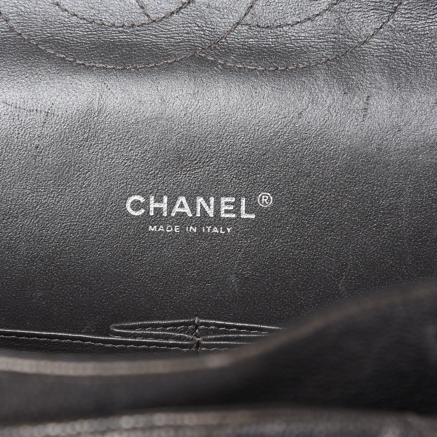 Metallic Caviar Quilted Maxi Double Flap Charcoal