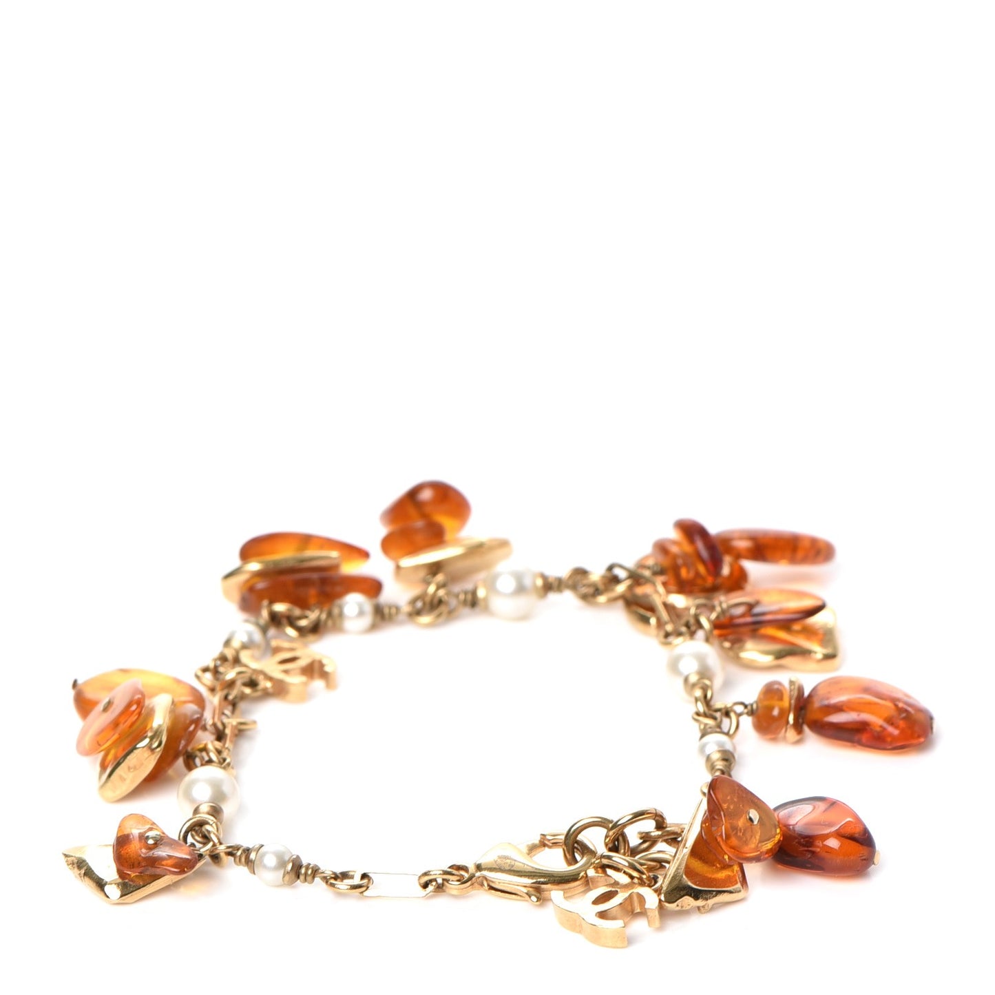 Pearl Amber CC Bracelet Gold