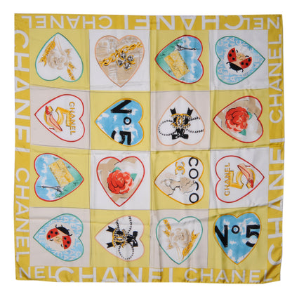 Chanel Silk Coco Heart Scarf Yellow 2 of 5