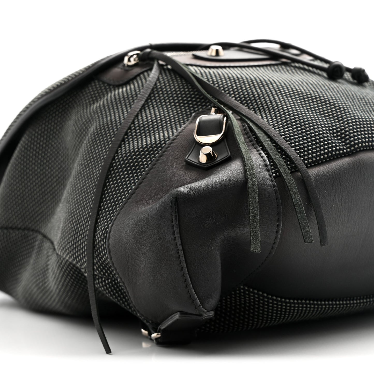 Canvas Calfskin Silver Hardware S Traveler Backpack Black