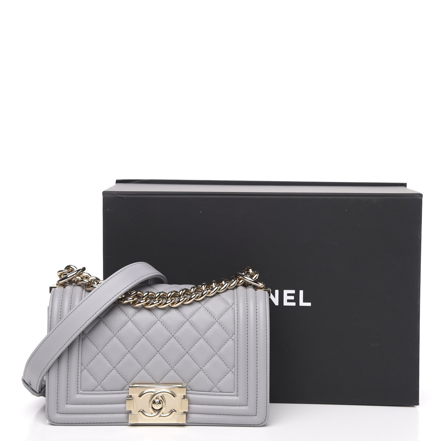 Chanel Calfskin Quilted Small Boy Flap Grey 10 of 10