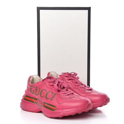 Gucci Calfskin Logo Mens Rhyton Sneakers 7 Box Pink 12 of 12