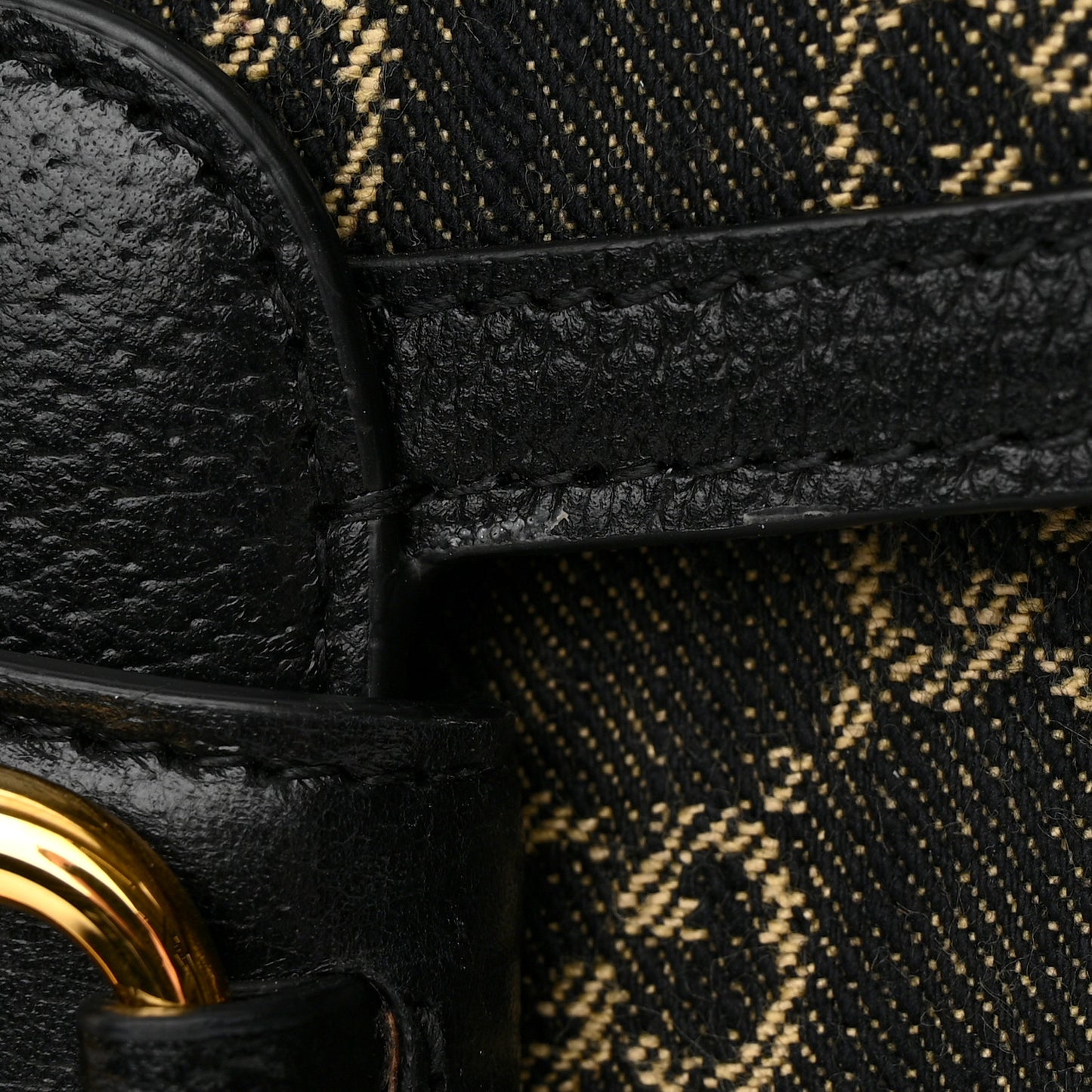Jacquard Black Denim GG Monogram Textured Dollar Calfskin Horsebit 1955 Shoulder Bag Black Ivory