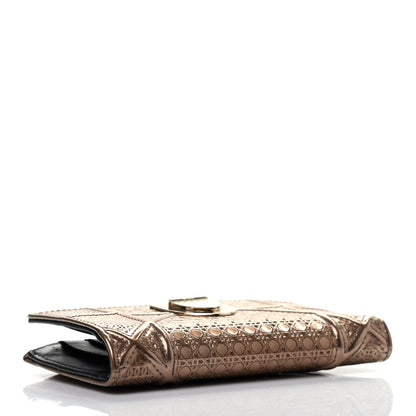Christian Dior Metallic Patent Micro-Cannage Diorama Medium Wallet Champagne 4 of 10