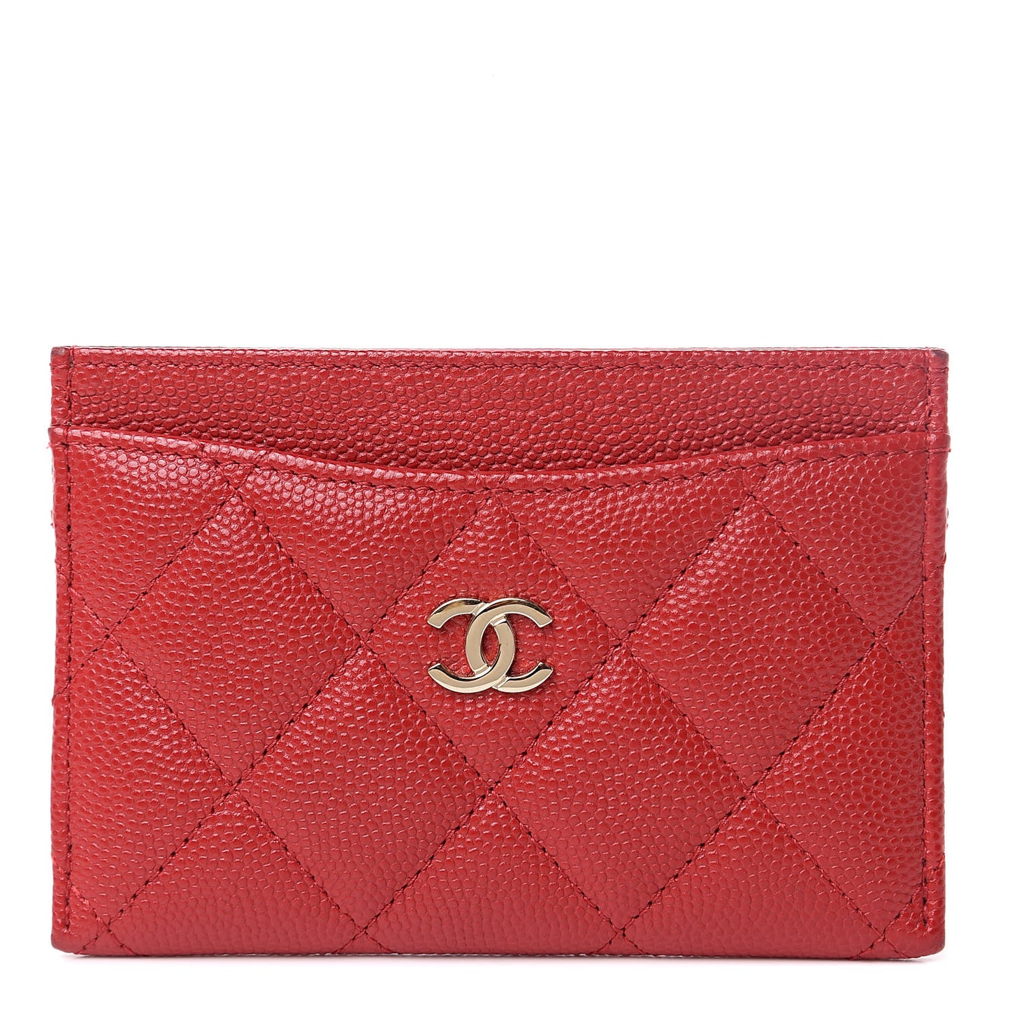 Caviar Quilted Card Holder Red