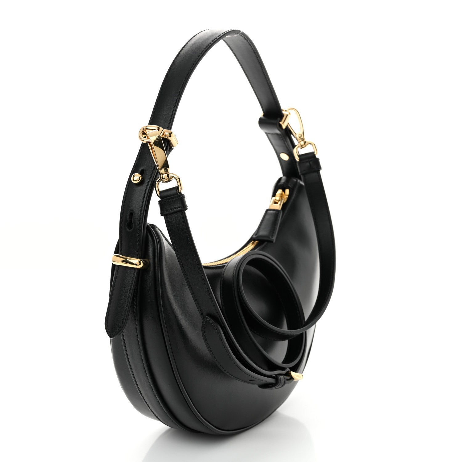 Prada Soft Calfskin Arque Shoulder Bag Black 3 of 10