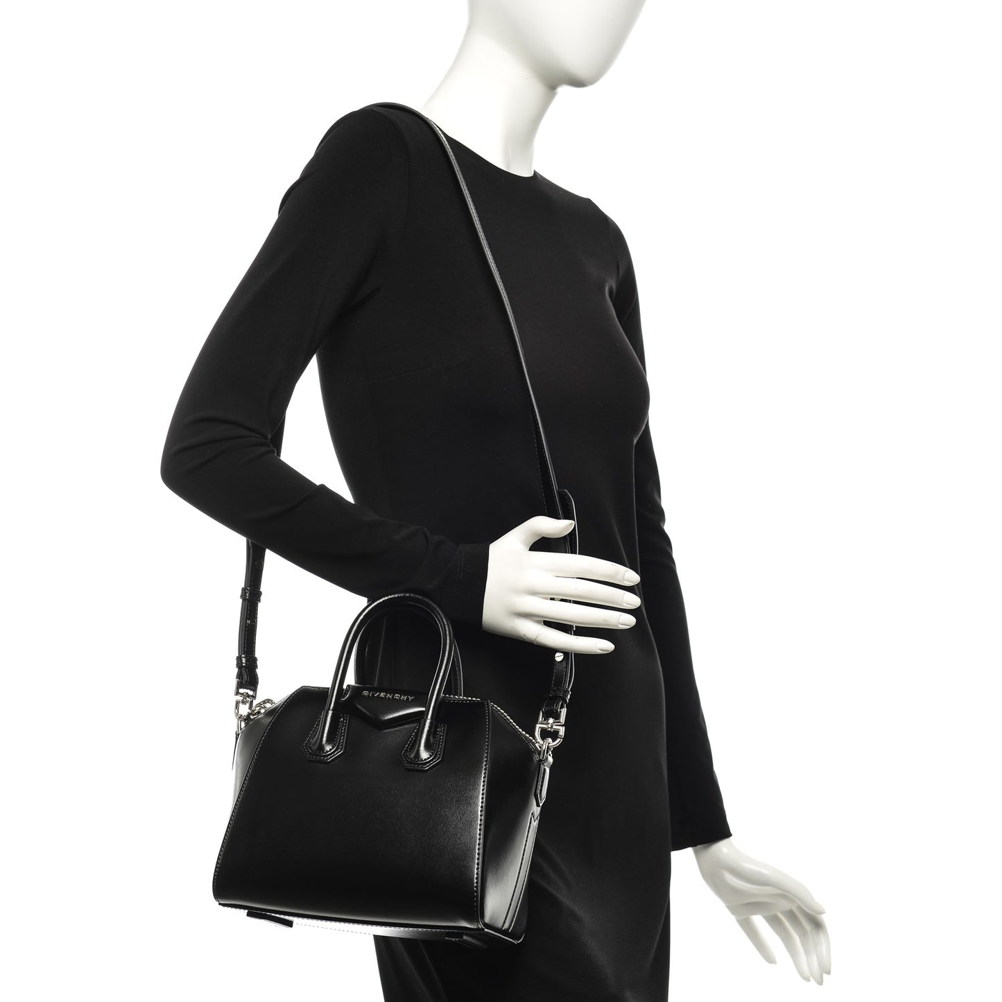 Shiny Lord Calfskin Mini Antigona Black