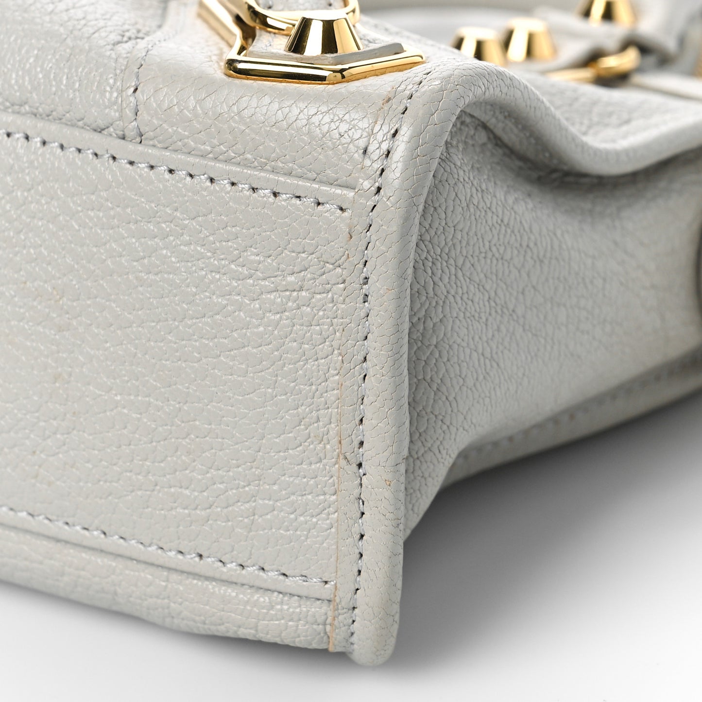 Chevre Gold Metallic Edge Hardware Mini City Gris Clair Gris Perle