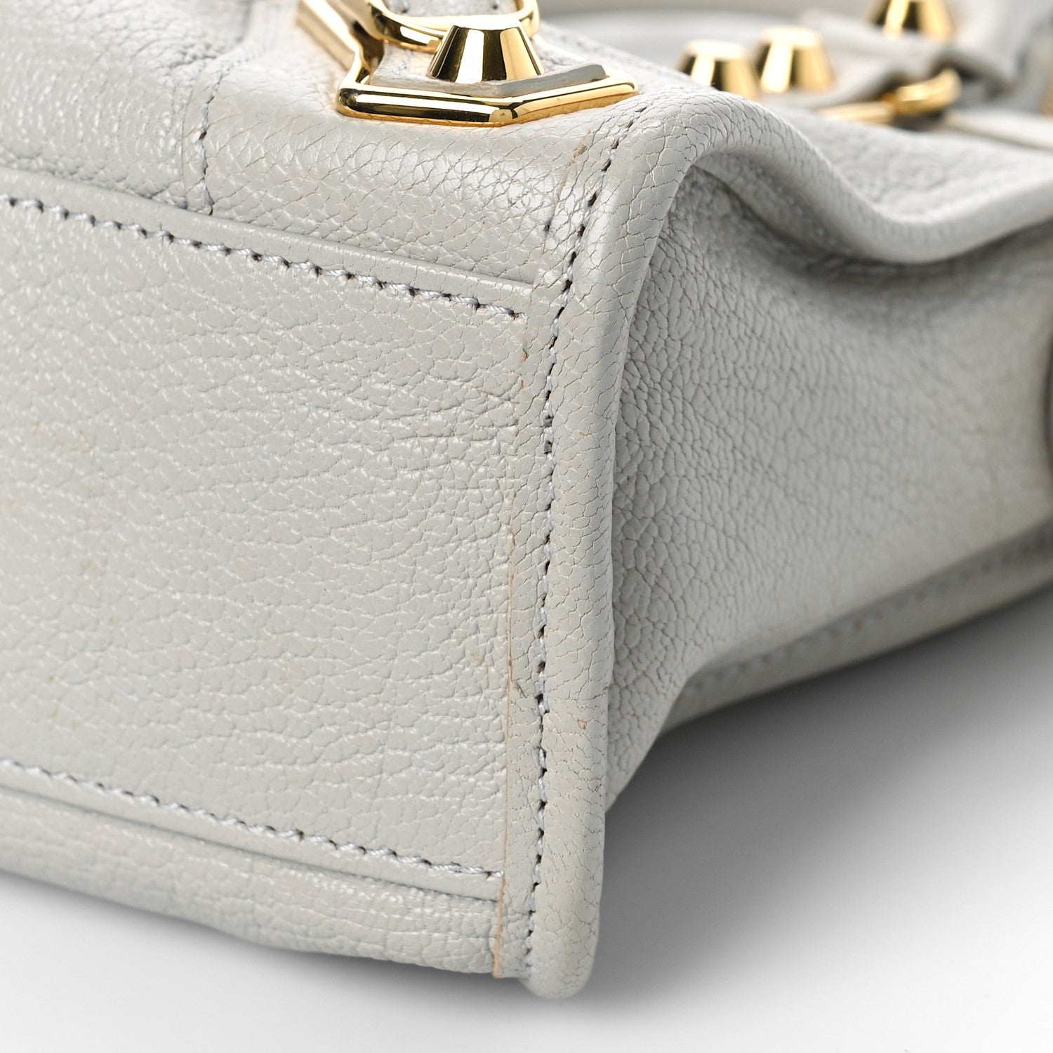 Balenciaga Chevre Gold Metallic Edge Hardware Mini City Gris Clair Gris Perle 9 of 9