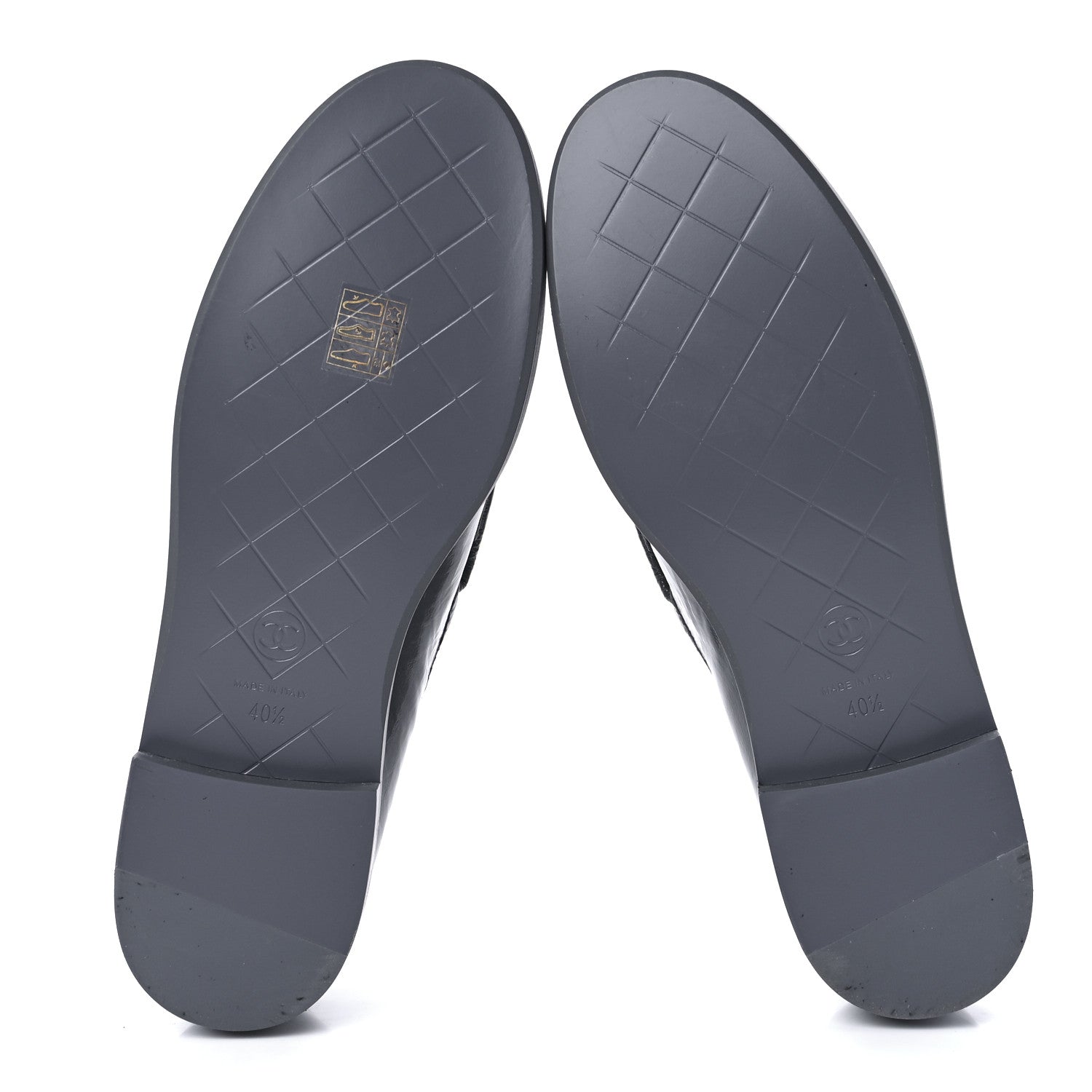 Chanel Crumpled Shiny Lambskin Quilted CC Turnlock Loafers 40.5 Dark Grey 5 of 10