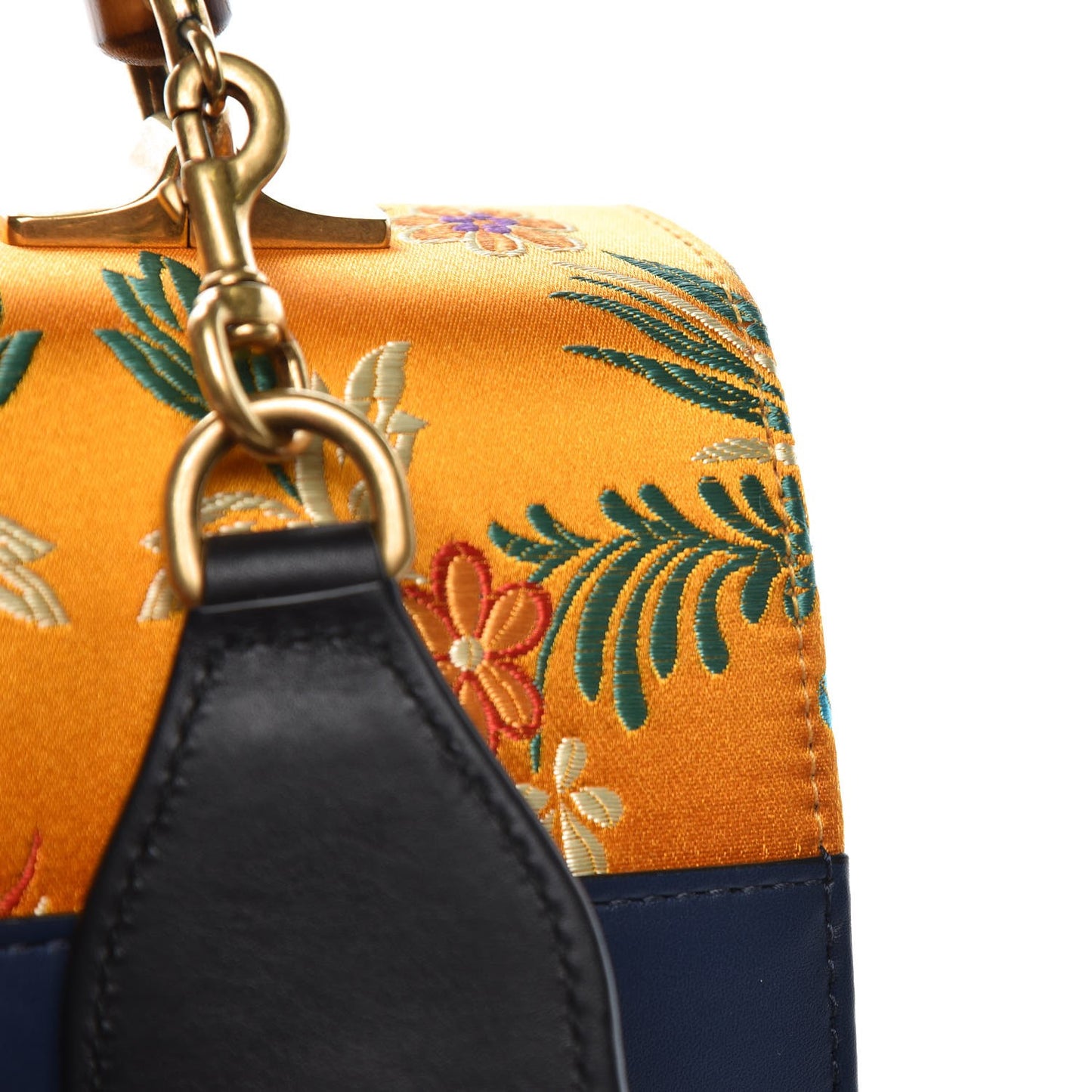 Satin Calfskin Bamboo Web Tokyo Print Medium Dionysus Top Handle Bag Giallo Multicolor Blue Agata Hibiscus Red