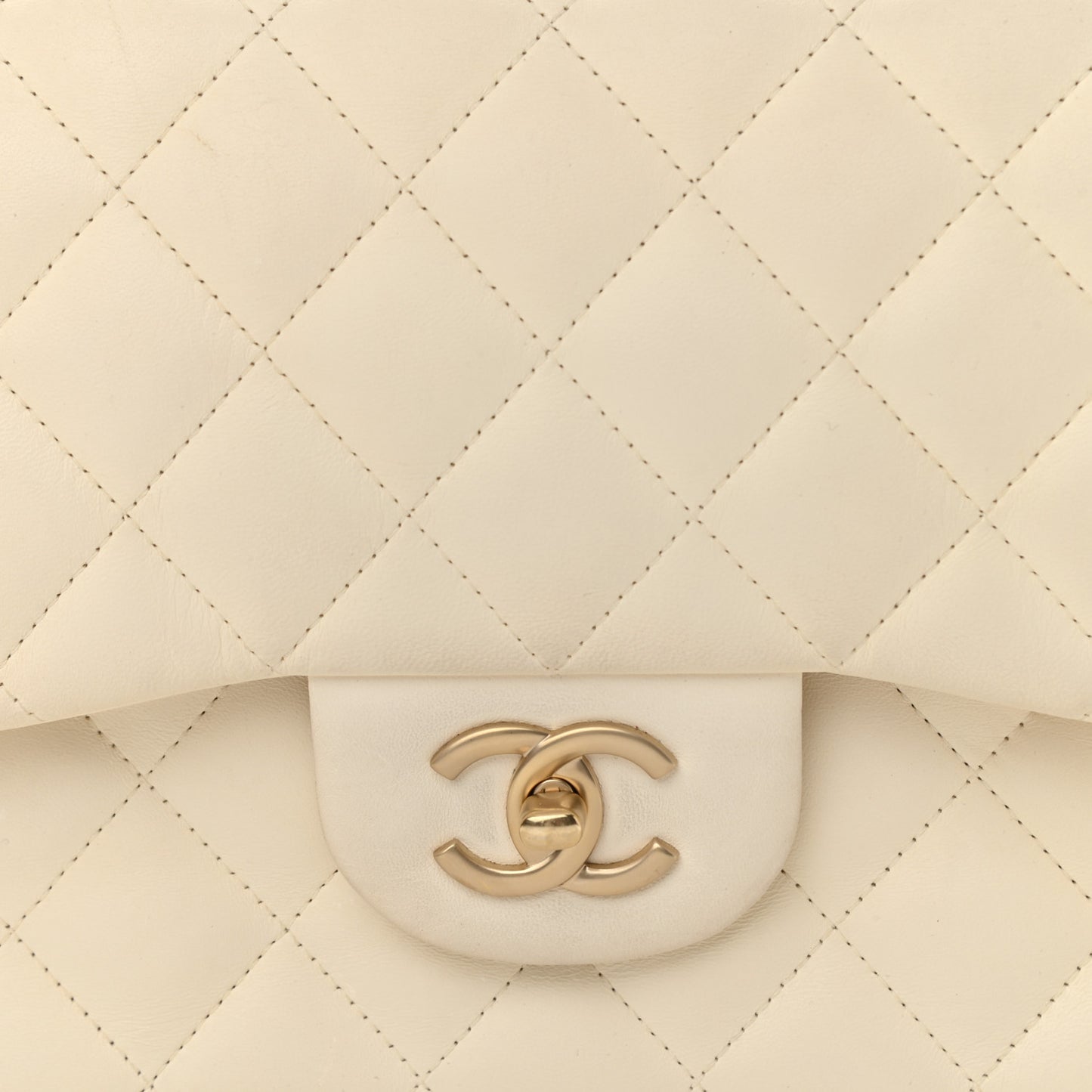 Lambskin Quilted Jumbo Double Flap White